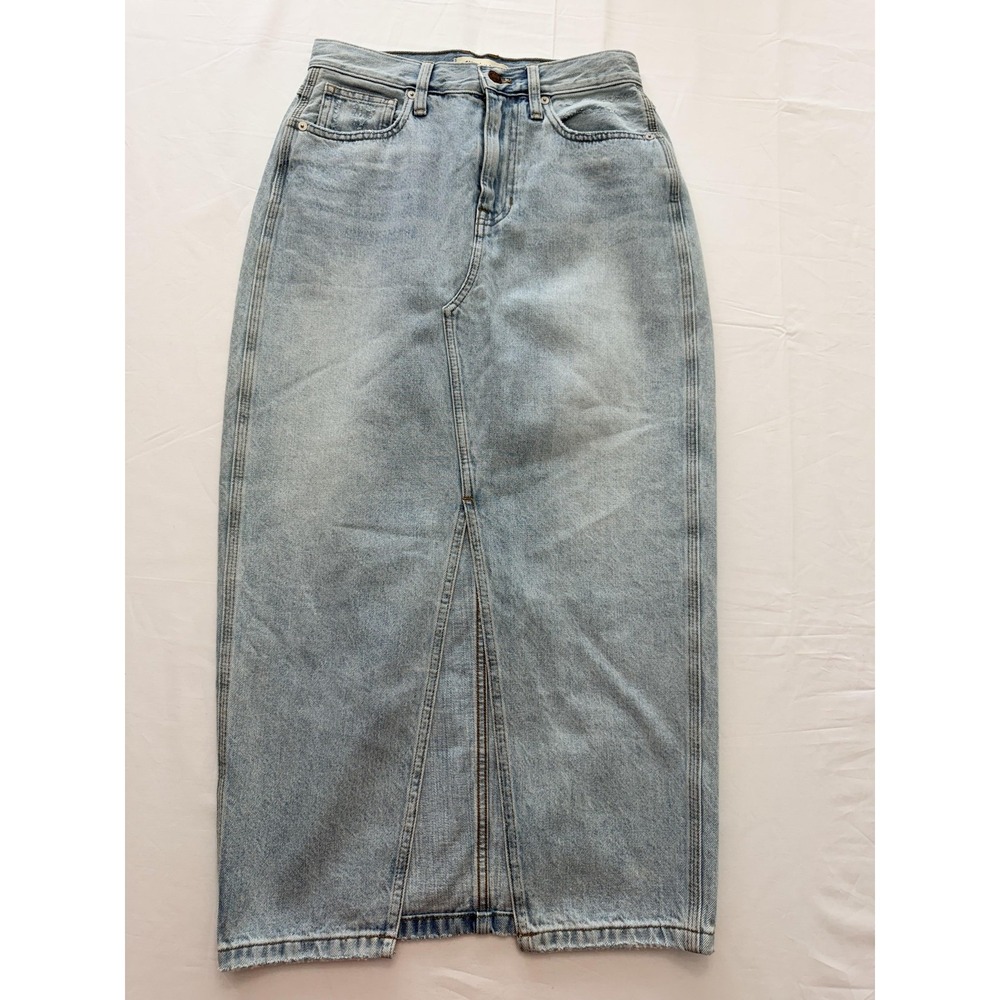 Madewell Skirt Womens‎ 25 Blue Denim Long Maxi High Rise Front Slit 5 Pocket